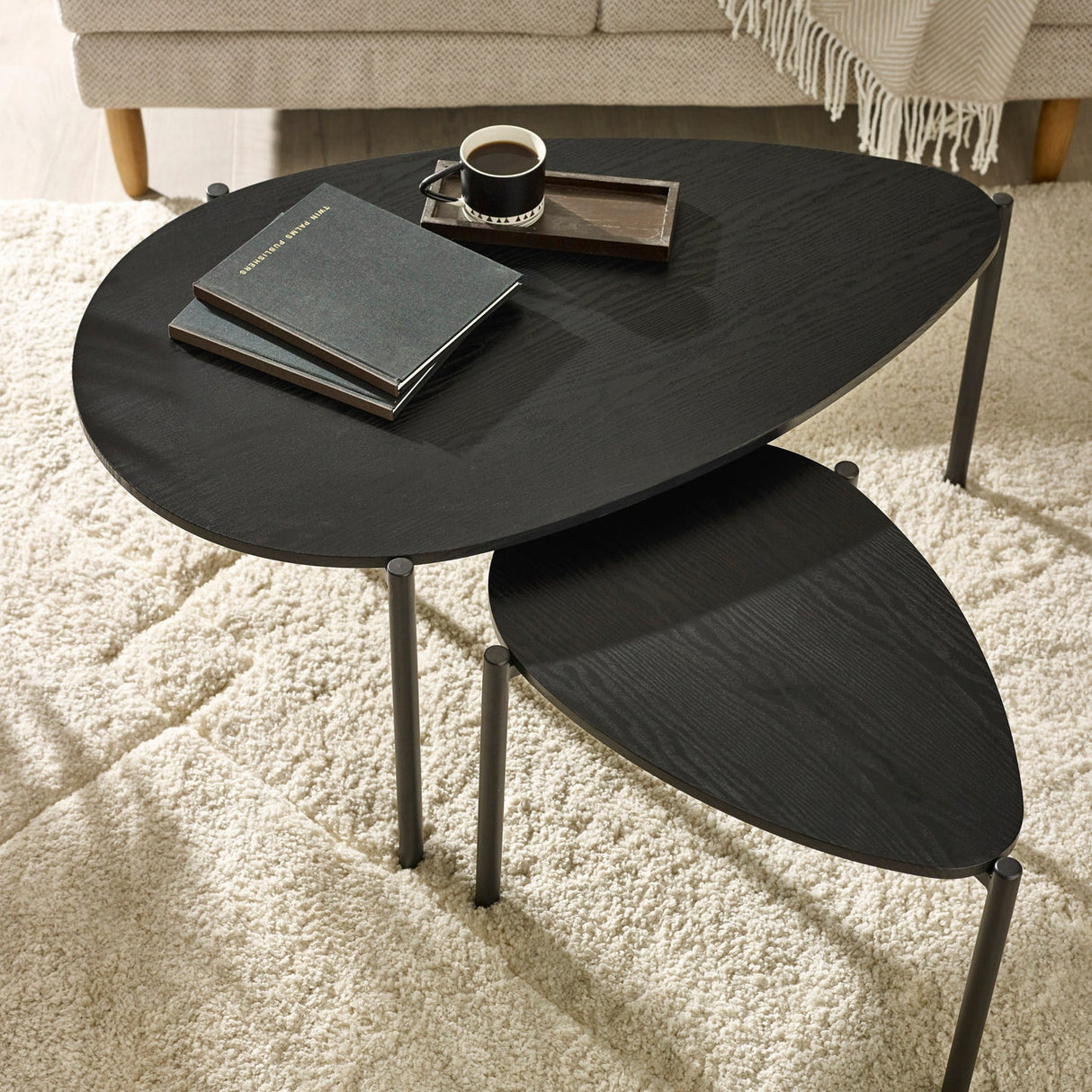 Wooden Nesting Coffee Tables Teardrop - Lorette