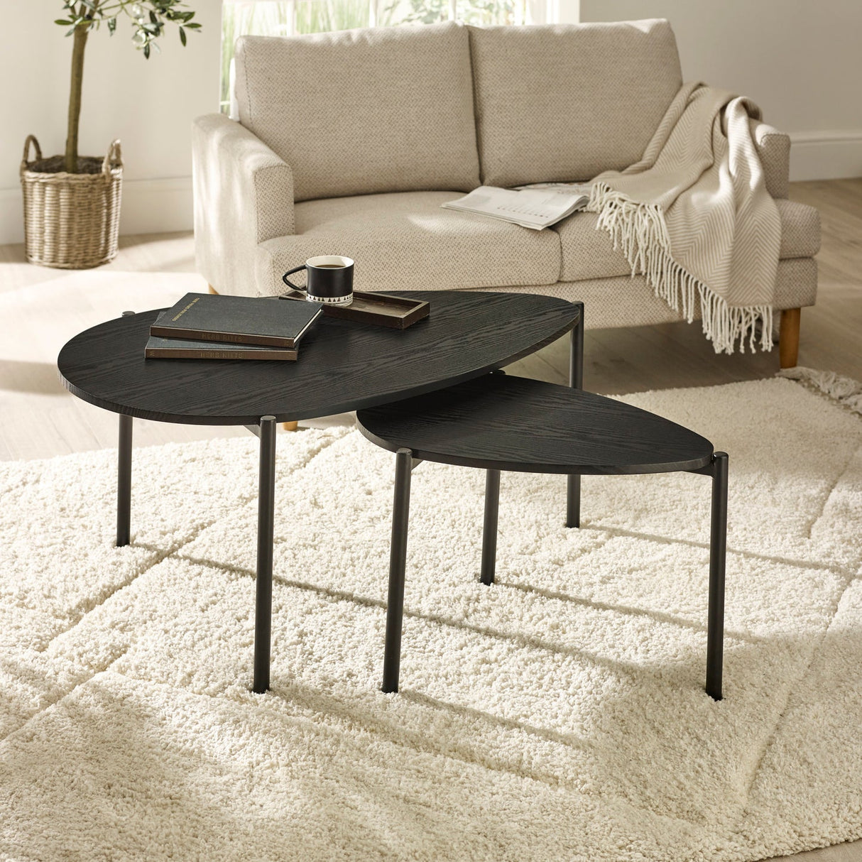 Wooden Nesting Coffee Tables Teardrop - Lorette