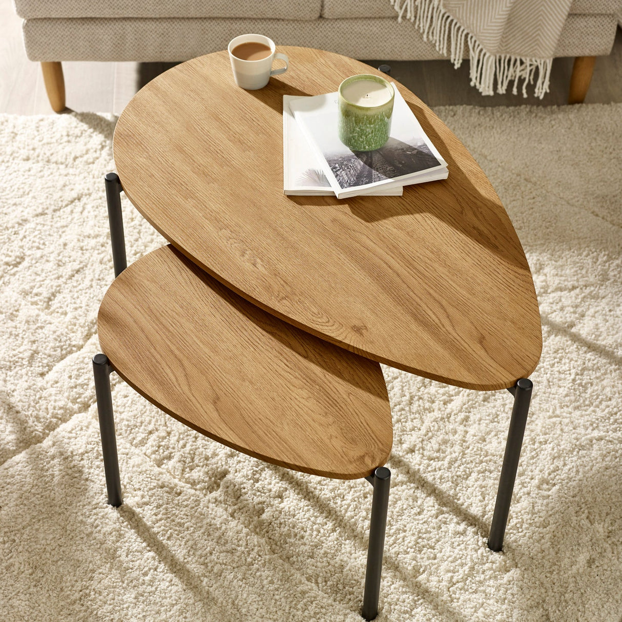 Wooden Nesting Coffee Tables Teardrop - Lorette