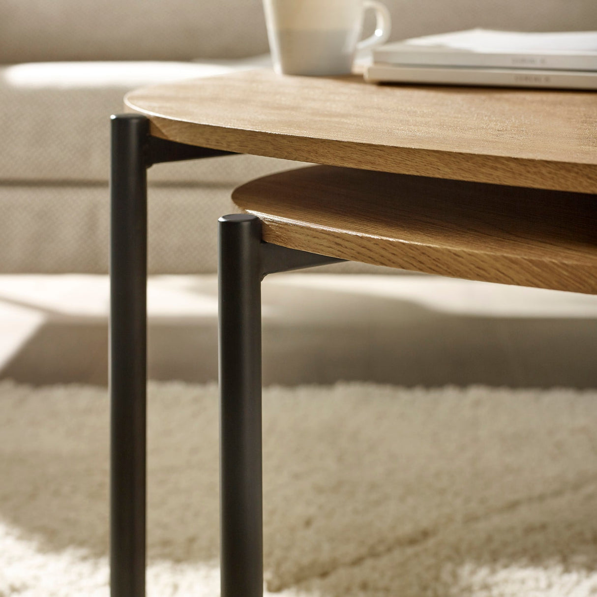 Wooden Nesting Coffee Tables Teardrop - Lorette