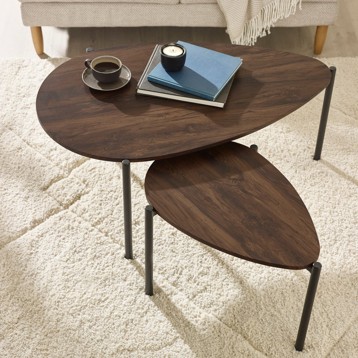 Wooden Nesting Coffee Tables Teardrop - Lorette