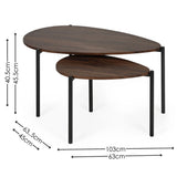 Wooden Nesting Coffee Tables Teardrop - Lorette