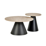 Wooden Nesting Coffee Tables With Black Metal Base - Elgon