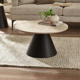 Wooden Nesting Coffee Tables With Black Metal Base - Elgon