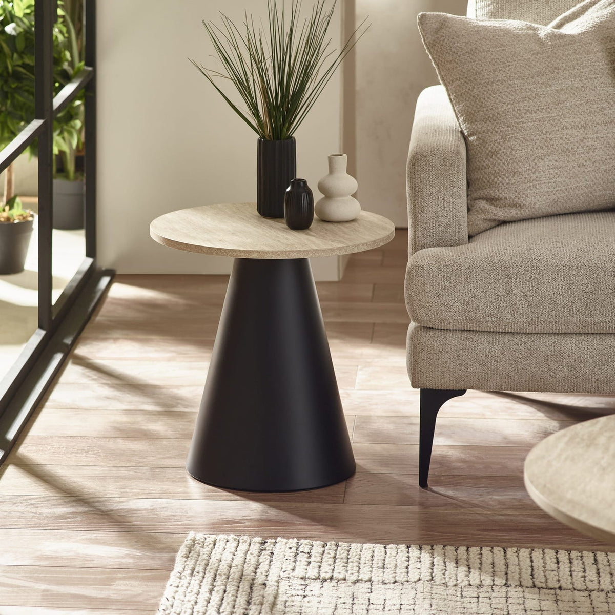 Wooden Nesting Coffee Tables With Black Metal Base - Elgon