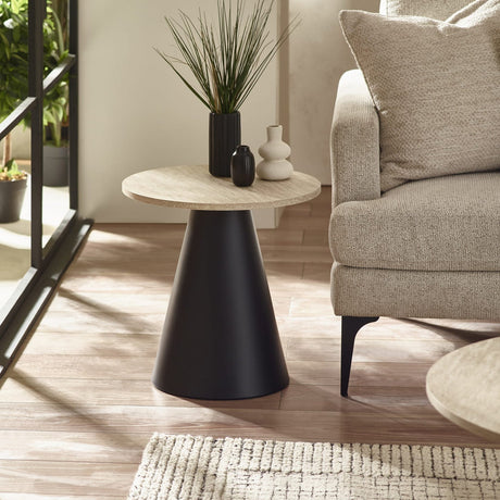Wooden Nesting Coffee Tables With Black Metal Base - Elgon