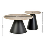 Wooden Nesting Coffee Tables With Black Metal Base - Elgon