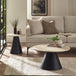 Wooden Nesting Coffee Tables With Black Metal Base - Elgon