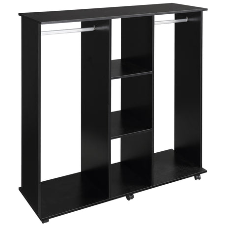 Wooden Open Wardrobe 120cm Wide With 6 Wheels - Velmora