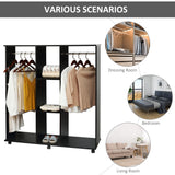 Wooden Open Wardrobe 120cm Wide With 6 Wheels - Velmora
