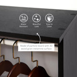 Wooden Open Wardrobe 120cm Wide With 6 Wheels - Velmora