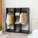 Wooden Open Wardrobe 120cm Wide With 6 Wheels - Velmora