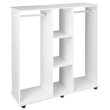 Wooden Open Wardrobe 120cm Wide With 6 Wheels - Velmora