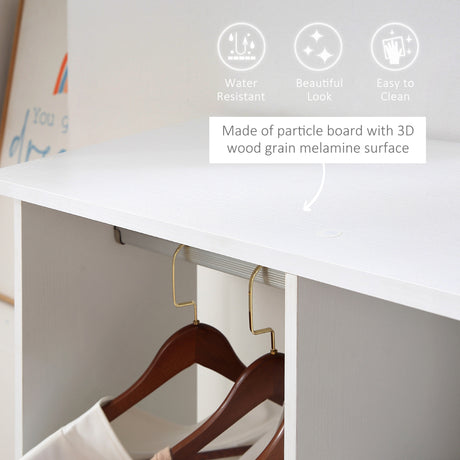 Wooden Open Wardrobe 120cm Wide With 6 Wheels - Velmora