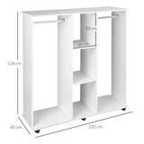 Wooden Open Wardrobe 120cm Wide With 6 Wheels - Velmora
