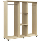Wooden Open Wardrobe 120cm Wide With 6 Wheels - Velmora