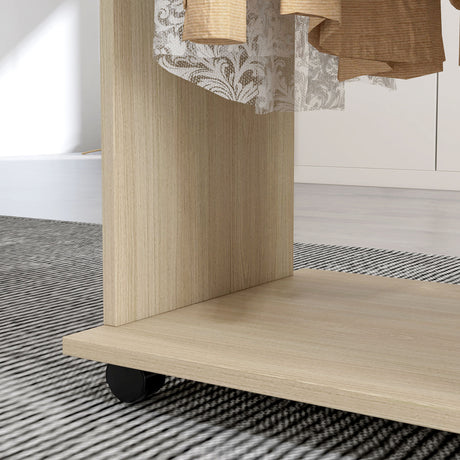 Wooden Open Wardrobe 120cm Wide With 6 Wheels - Velmora