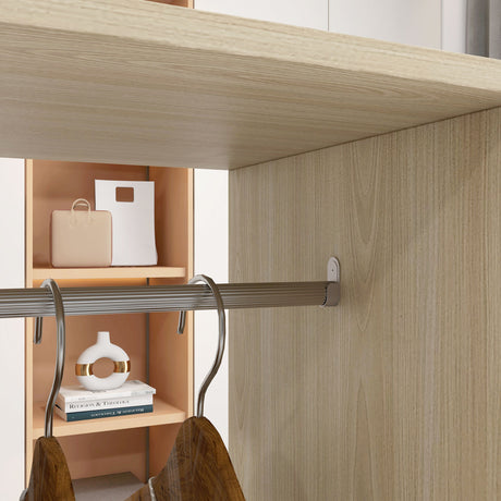 Wooden Open Wardrobe 120cm Wide With 6 Wheels - Velmora