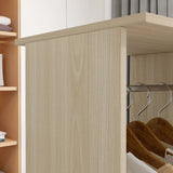 Wooden Open Wardrobe 120cm Wide With 6 Wheels - Velmora