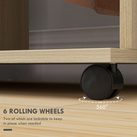 Wooden Open Wardrobe 120cm Wide With 6 Wheels - Velmora