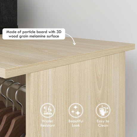 Wooden Open Wardrobe 120cm Wide With 6 Wheels - Velmora