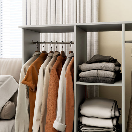 Wooden Open Wardrobe 120cm Wide With 6 Wheels - Velmora