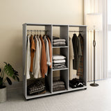 Wooden Open Wardrobe 120cm Wide With 6 Wheels - Velmora