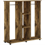 Wooden Open Wardrobe 120cm Wide With 6 Wheels - Velmora