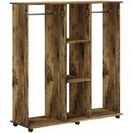 Wooden Open Wardrobe 120cm Wide With 6 Wheels - Velmora