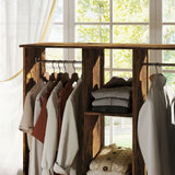 Wooden Open Wardrobe 120cm Wide With 6 Wheels - Velmora
