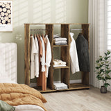 Wooden Open Wardrobe 120cm Wide With 6 Wheels - Velmora