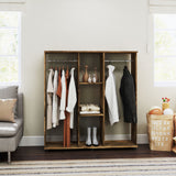 Wooden Open Wardrobe 120cm Wide With 6 Wheels - Velmora