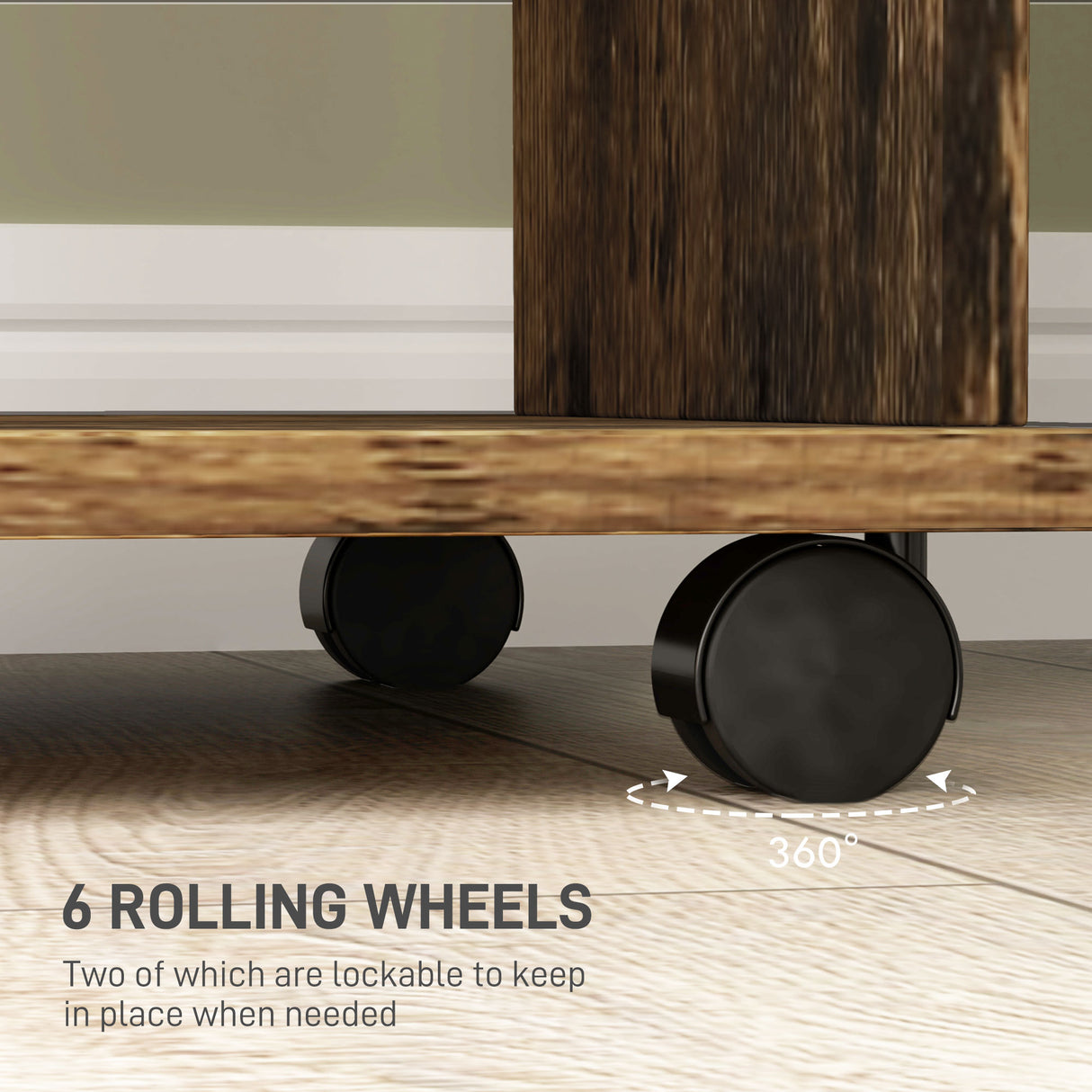 Wooden Open Wardrobe 120cm Wide With 6 Wheels - Velmora