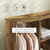 Wooden Open Wardrobe 120cm Wide With 6 Wheels - Velmora