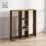 Wooden Open Wardrobe 120cm Wide With 6 Wheels - Velmora