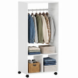 Wooden Open Wardrobe 60cm Wide With 4 Wheels - Velmora