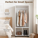 Wooden Open Wardrobe 60cm Wide With 4 Wheels - Velmora