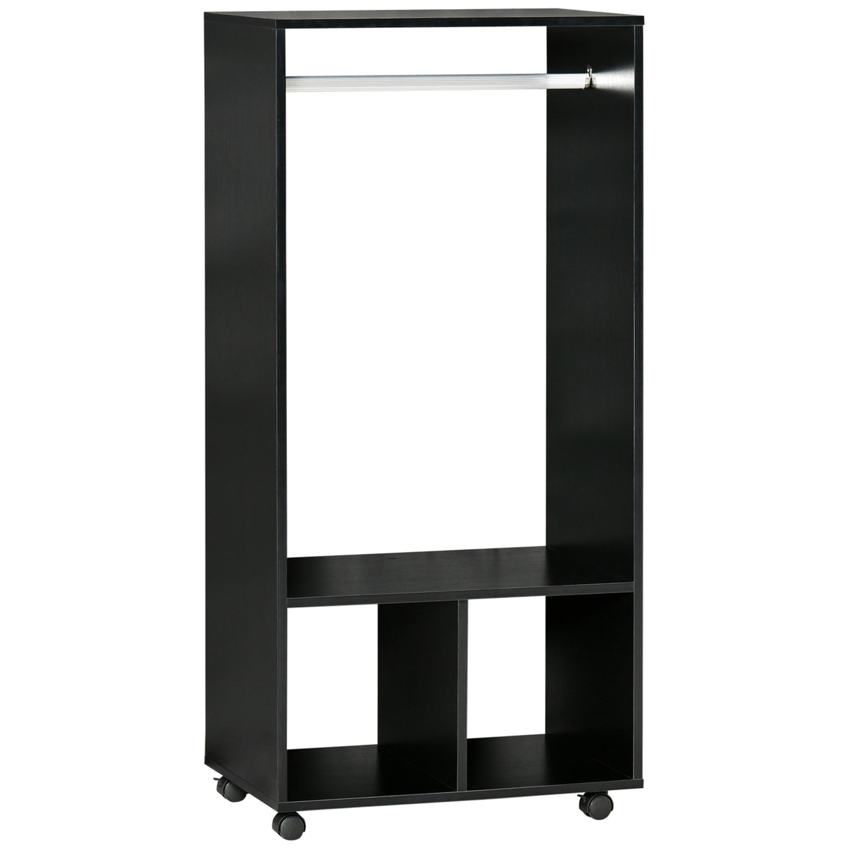 Wooden Open Wardrobe 60cm Wide With 4 Wheels - Velmora