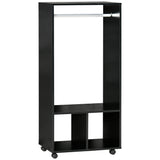 Wooden Open Wardrobe 60cm Wide With 4 Wheels - Velmora