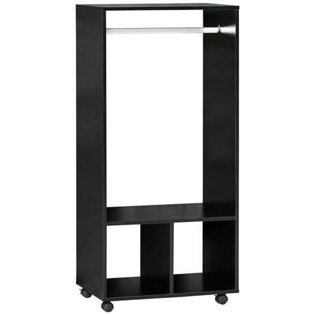 Wooden Open Wardrobe 60cm Wide With 4 Wheels - Velmora