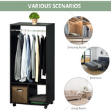 Wooden Open Wardrobe 60cm Wide With 4 Wheels - Velmora