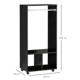 Wooden Open Wardrobe 60cm Wide With 4 Wheels - Velmora