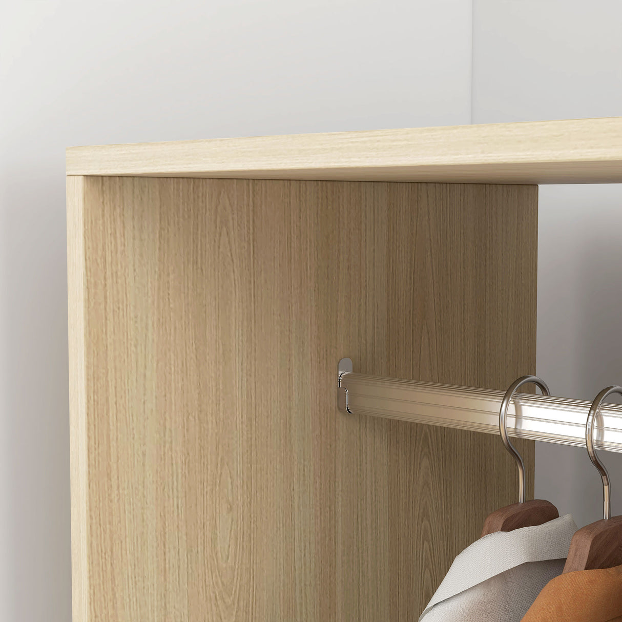 Wooden Open Wardrobe 60cm Wide With 4 Wheels - Velmora