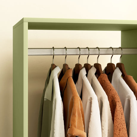 Wooden Open Wardrobe 60cm Wide With 4 Wheels - Velmora