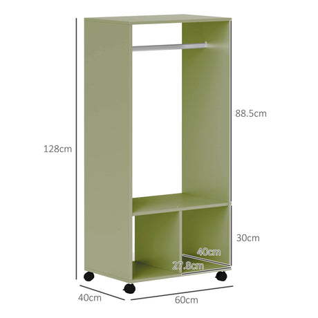 Wooden Open Wardrobe 60cm Wide With 4 Wheels - Velmora