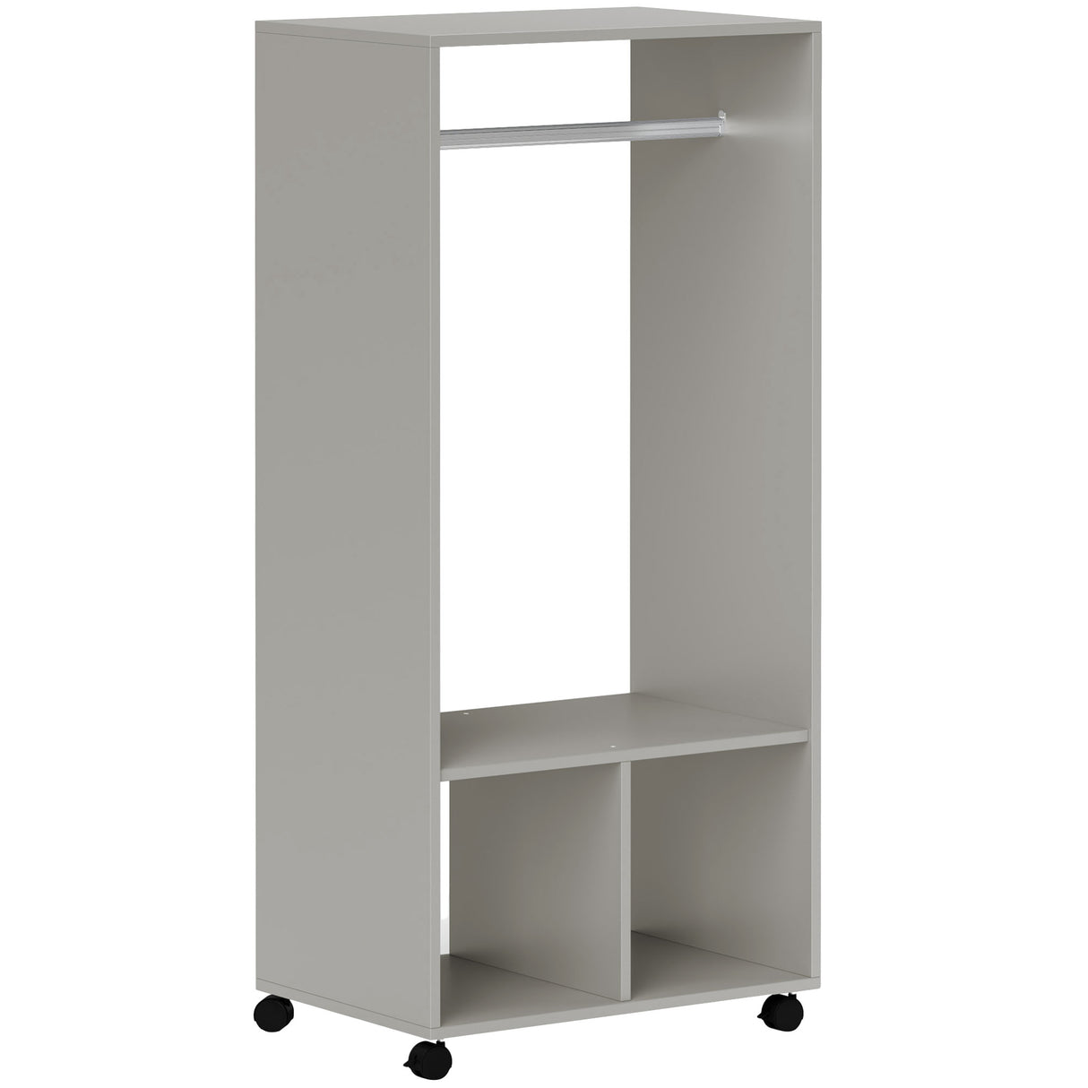 Wooden Open Wardrobe 60cm Wide With 4 Wheels - Velmora