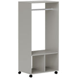 Wooden Open Wardrobe 60cm Wide With 4 Wheels - Velmora
