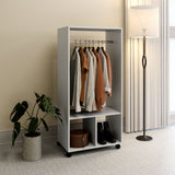Wooden Open Wardrobe 60cm Wide With 4 Wheels - Velmora