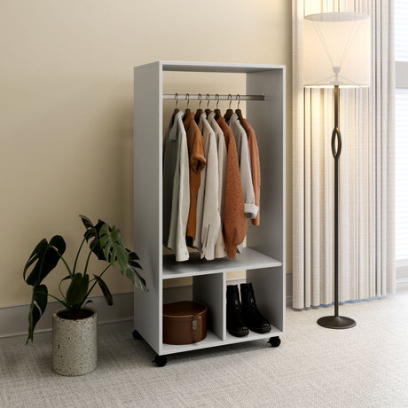 Wooden Open Wardrobe 60cm Wide With 4 Wheels - Velmora
