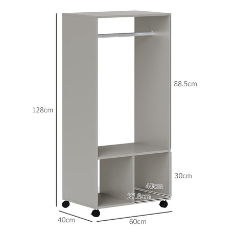 Wooden Open Wardrobe 60cm Wide With 4 Wheels - Velmora